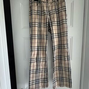 Burberry Beige and Black Plaid Pants